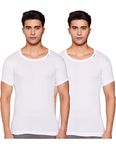 RUPA Frontline Men White Regular Fit Round Neck Half Sleeve Cotton Vest Innerwear, Pack of 2