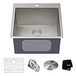 KRAUS Standart PRO 22-inch Drop-in Top Mount 16 Gauge Stainless Steel Single Bowl Laundry Utility Sink, KHT301-22L