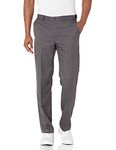 PGA TOUR Men's Flat Front Golf Pant With Expandable Waistband, Asphalt, 34X32