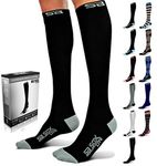 SB SOX Lite Compression Socks (15-20mmHg) for Men & Women L-XL Black/Gray