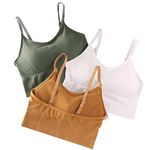 SANGANI® Women's Multicolor Cotton Padded Wire-Free Sports Bras (Pack of 3), Free Size (28-32)"