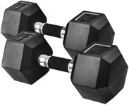 Yes4All 30 LBS Pair Rubber Encased Exercise & Fitness Hex Dumbbell Set, Hand Weight