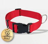 Kraftidy Dog Collar Belt with Name tag id Customized for Large Medium Small Dogs Neck Collar with Personalized Dog Name (Medium, Red)