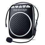 WinBridge WB001 Rechargeable Ultralight Portable Voice Amplifier Waist Support MP3 Format Audio for Tour Guides, Teachers, Coaches, Presentations, Costumes, Etc.-Black