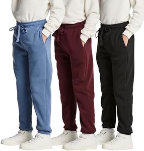 3 Pack: Boys Fleece Joggers Sweatpants Youth Teen Active Athletic Pajama Soft Warm Pants Pajamas Teen Gym Running Tech Sweats Casual Boys' Teens Winter Pockets Kids Drawstrings Sports-Set 9,XS(6/7)