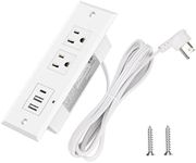 Recessed Power Strip with PD 20W Type-C, Desk Outlets with 2 USB-A & 1 USB-C Port, Furniture Flush Mount Power Strip for Drawer, Side Table, Conference, 45 Degree Flat Plug 6.56 FT Cord, ETL Listed