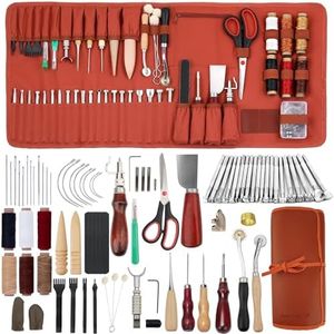 Dorhui Leather Working Tools Kit with Custom Storage Bag Leather Stamping Tools Leather Craft Making for Cutting Punching Sewing Carving Stamping