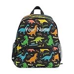 Custom Kid's Toddler Backpack, Personalized Backpack with Name/Text, Customization Cartoon Dinosaurs Kindergarten Preschool Bag for Girls Boys