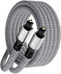 Optical Audio Cable 25 FT, Digital Audio Cable, Toslink Fiber Optic Cord, [Nylon Braided, Slim Aluminum Shell, Gold Plated Connector], for Home Theater, Sound Bar, PS4, Xbox, TV and More