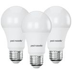 paul russells E27 Edison Screw LED Light - Pack of 3 – 13W = 100W Equivalent Replacement Bulb 1521LM Lumens 2700K Standard ES A60 GLS – Bright Energy Saving Bulbs Non-Dimmable - Warm White Frosted