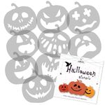 NAKLEO Cookies Decoration Stencils Set - Halloween Decoration for Children - 9 Pcs - Scary Pumpkins - 6 cm - Reusable Plastic Baking Template - Biscuit Pastry Cake Glaze Kitchen