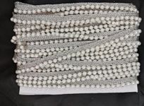 Aerene lace Moti lace (Silver) (9Mtrs.) Trims Used for Suits, Dresses, Embroidery, Crafts, Curtains, Home Decor, Sewing