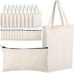 20Pcs Canvas Tote Bags Bulk, Natural Cotton Grocery Shopping Cloth Bags with Handles, Reusable Blank Plain Canvas Bags and Zipper Cosmetic Bags for DIY Advertising Gift Giveaway Activity