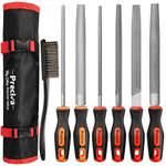 Preciva 7 PCS Metal File Set with Tool Bag, 4 Metal Rasp Files, 2 Wood File and 1 Wire Brush for Metalworking & Woodworking