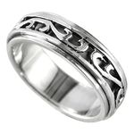 Epinki 925 Sterling Silver Ring for Men, Vintage Leaf Wedding Promise Rings Size 10.5