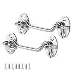 Hook and Eye Latch, Cabin Hook Gate Hook Lock Stainless Steel Heavy Duty Gate Latch with Screws, for Window, Garage, Garden, Door(3 Inch 2 pcs)