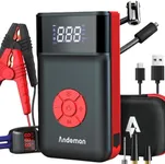 Andeman Jump Starter with Air Compressor, 4000A Portable Car Jumper with 120PSI Digital Tire Inflator(Up 10L Gas/8L Diesel Engine),12V Lithium Battery Charger Booster Box with Type-C Quick Charge