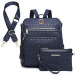 MKP COLLECTION Women Fashion Backpack Purse Convertible Large Rucksack Versatile Travel Shoulder Bags Handbag Set with Tassel, Blue, Rucksack Backpacks