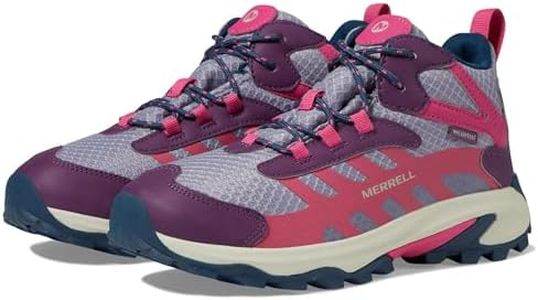 Merrell Moab Speed 2 MID Waterproof Hiking Boot, Berry/Navy, 2 US Unisex Big Kid