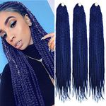 YUKAYULA 3 Packs/lot Crochet Twist Braids Hair 24 Inch Senegalese Box Braids Hair 3X Style Ombre Synthetic Fiber Braiding Hair Extensions 22 Roots/Pack (Dark Blue)