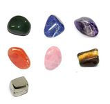 REBUY 7 Chakra Tumble Stone Green Jade, Lapis Lazuli, Amethyst, Carnelian, Rose Quartz, Tiger's Eye, Pyrite Reiki Crystal Healing Stones