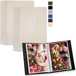 Lanpn Photo Album 5x7 2 Packs, Linen Hard Cover Small Archival Acid Free Top Load Pocket Photo Book with Sleeves that Holds 100 Vertical Only 5 x 7 Picture (Beige)