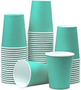 Yuxitia Disposable Paper Cups,60pcs Color Paper Cups For DIY Wedding Party Picnic BBQ Travel and Event 8OZ (Aqua blue)