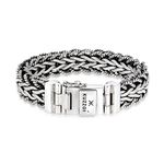 Kuzzoi Handmade silver curb bracelet made of solid 925 sterling silver oxidised with box clasp and logo engraving, 15 mm wide, 95 g heavy, 19 centimeters, Sterling Silver