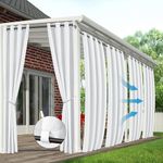 HolidayIdeas Outdoor Curtains for Patio Waterproof 6 Panels 54x84 Inch-Windproof Weatherproof Privacy White Curtains-Grommet Top and Tab Bottom Drape for Gazebo, Porch, Pergola, Cabana, Backyard