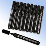 10 Black Permanent Bullet Tip Marker Pens