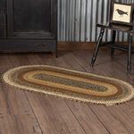 VHC Brands Kettle Grove Jute Oval Rug 27x48 Country Braided Flooring, Caramel Brown