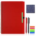 Vicloon Smart Reusable Notebook A5, Wirebound Notebook with 2 Frixion Pen, Sticky Notes Flags and Wipe, Lined Notebook for Quick Sketch, Cloud Storage and Reuse (Red)