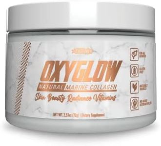 OxyGlow Natural Marine Collagen Powder by EHPlabs - Hydrolyzed Marine Collagen Fish Peptides - Boosts Skin Elasticity & Firmness, Accelerates Nail Growth & Strengthens Hair, 30 Serves (Unflavoured)