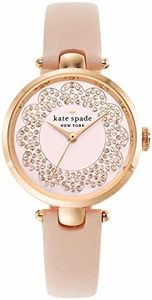 Kate Spade New York Women's Holland Stainless Steel Dress Quartz Watch, Blush, Rose, One Size, Holland Three-Hand Leather Watch - KSW1740