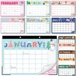 Hadley Designs Doodle Large Desk Calendar 2025-2026 - 18-Month Desktop Calendar 2025 for Organized Planning, 17" x 11" 2025 Desk Calendar for Home, School and Office