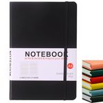 KISUOMAOYI A5 Notebook with Lined Pages, Pen Loop and Expandable Paper Pocket Hardback Journal Notepad Note Book New Notes Diary Pad(Black