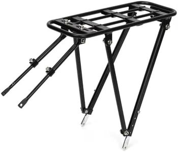 Bike Rear Rack Aluminum: Fits Most 26-29" No Disc Brake & Some Disc Brake Bikes (See The Image Gallery to Check Compatibility), 60lbs Capacity Bike Cargo Rack, Assembly