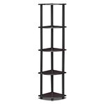 Furinno Turn-N-Tube 5 Tier Corner Display Rack Multipurpose Shelving Unit, Dark Walnut