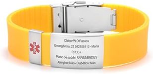 TINGKU Custom Engraving Medical Alert Bracelets for Men Women and Kids Personalized Sport Emergency Medical Bracelet with Rubber Yellow