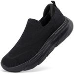 STQ Womens Slip on Trainers Memory Foam Nursing Shoes Arch Support Workout Shoes All Black UK 5.5