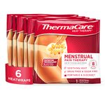 ThermaCare Portable Heating Pad, Period Pain Relief Patches, Discreet Heat Wrap (6 Patches)