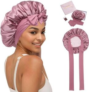 Coubeau Doppelseitig 100% Seidenhaube zum Schlafen - 19 Momme Maulbeerseide Schlafmütze aus Seide für Lockiges und Krauses Haar