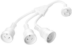 30CM Extension Cord, 1-to-3 Power Extension Cord, 3-Pin Plug Durable Flexible Extension Lead Cable for Home Office, 2500W, 250V, 10A, IP20 - White