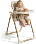 Venture Flare High Chair – Adjustable Highchair with Reclining Seat, Foldable Baby High Chair with Removable Tray & Dishwasher-Safe Liner, Compact Space-Saving Design, 6 Months to 3 Years - Beige