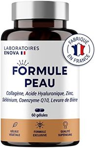 FORMULE PEAU | Collagene Marin, Acide Hyaluronique, Coenzyme Q10, Zinc Selenium Levure de Biere | Antioxydant Hydratation Imperfection | Complement Alimentaire Peau 30 jour | Fabriqué en France