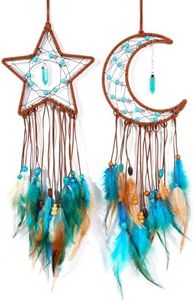 MEXIDAWN 2 Pack DIY Feather Dream Catcher Kits Turquoise Wall Hanging Boho Decor Handmade Dream Catcher for Adults