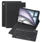 Bettdow Keyboard Case for iPad Air 6th M2 11 Inch 2024/ iPad Air 5th Gen 2022/Air 4th Gen 2020 10.9 Inch, Detachable Wireless Keyboard Case with Pencil Holder, Support Pencil Charging (Black)