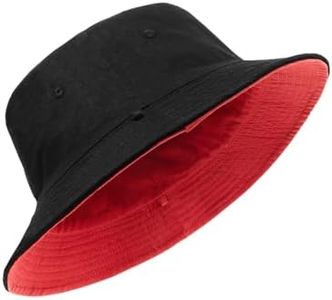 Zylioo XXL Bucket Hat for Man Woman,Large Oversize Summer Travel Beach Hats,Big Cotton Hats for Fisherman Breathable Black-red
