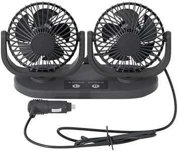 XGGYA 12V DC Instrument Panel Cigarette Lighter Fan, Low Noise Dual Head Air Circulation, Five Speed Regulation, 360 Degree Rotation, Truck, Van, SUV, RV