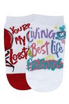 BALENZIA x Friends You are my lobster & Living my best life with friends Lowcut socks for women (Pack of 2) - White